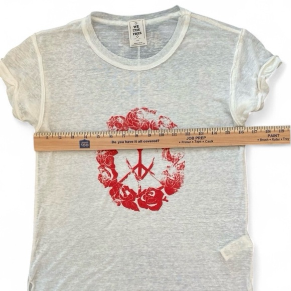 NWOT FREE PEOPLE WE THE FREE LOVE PEACE ROSES TISSUE TEE WOMAN SIZE SMALL - Picture 7 of 7